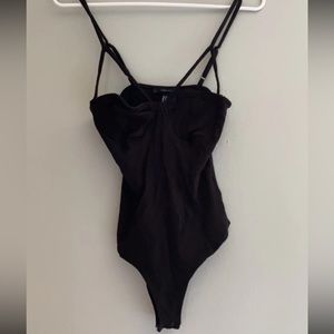 Strappy black bodysuit